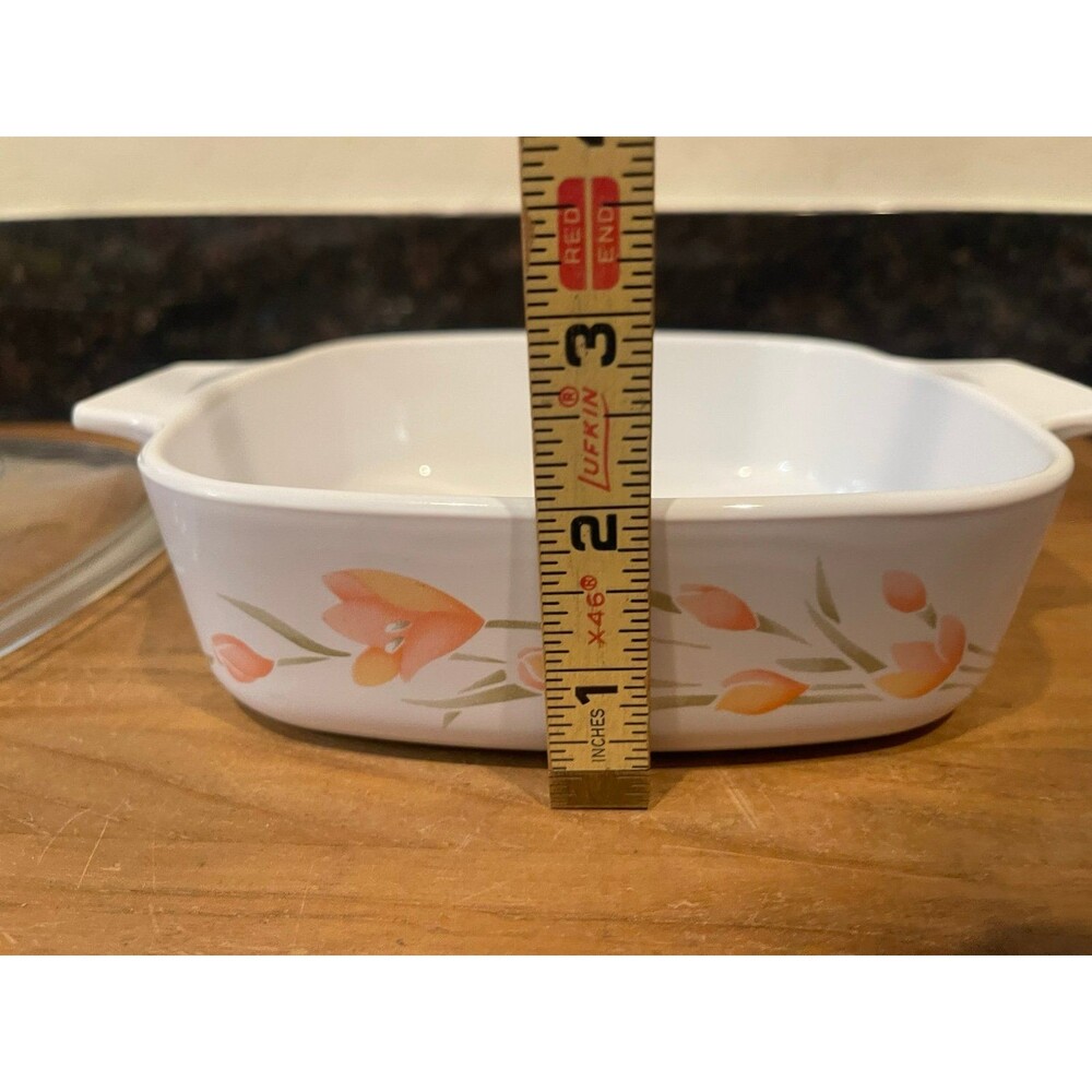 CORNING WARE Peach Floral 1 Liter Quart Casserole - Picture 7 of 8